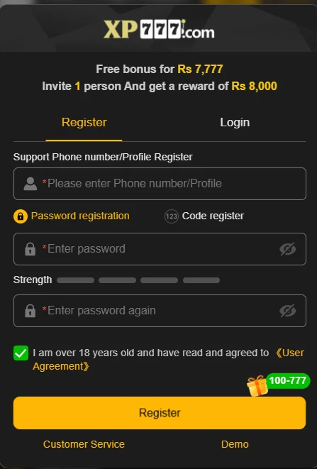 XP777 Game Iogin ans signup
