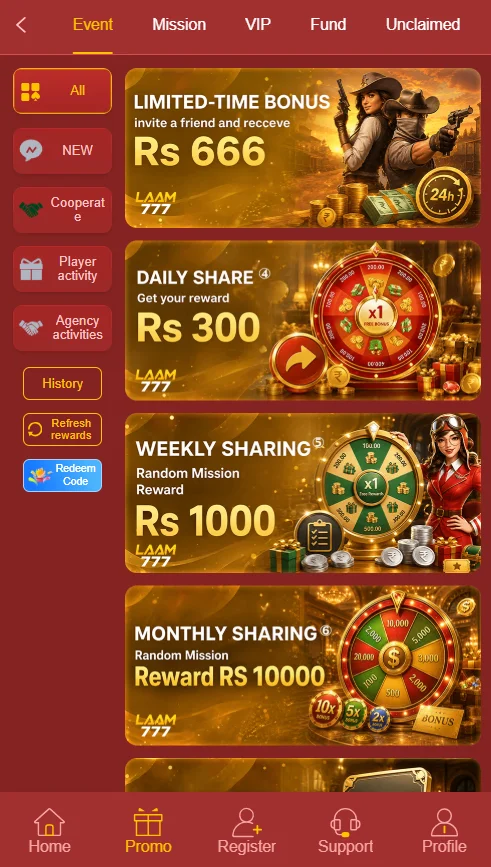 LAAM777 Game promotion bonus